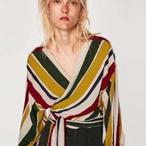 NWOT Zara striped wrap top -  XS